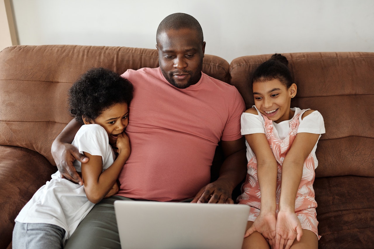 family watching movie