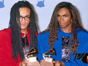 Milli Vanilli accepting a Grammy for Best New Artist